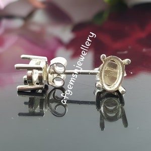 7X5MM Oval Semi Mount Stud Earrings-Without Stone Earrings-Ready To be Set With Your Own Stone-925 Silver-Prong Setting Stud Earrings