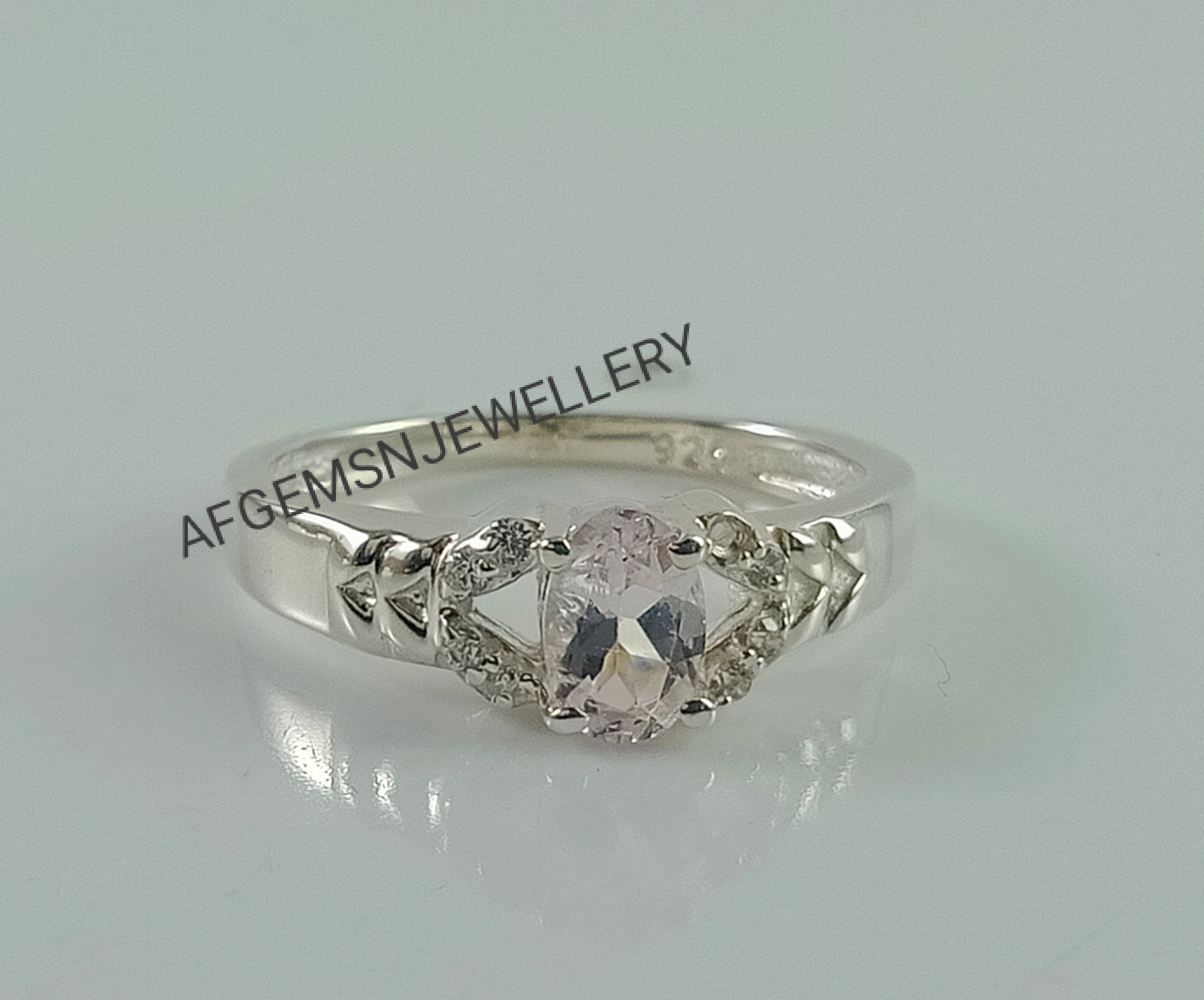 ヴィンテージ モルガナイト リング スターリングシルバー ハロー