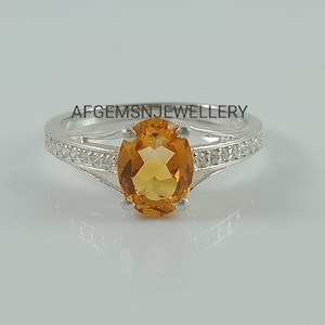 Yellow Topaz Ring, Sterling Silver, Oval Cut Stone, Yellow Gemstone Ring, Golden Topaz Ring, Promise Ring, November Birthstone Ring