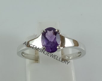 Dainty Amethyst Ring-Women Amethyst Ring-Natural Amethyst Ring-Amethyst Gemstone Ring-Vintage Ring-925 Silver Ring-Amethyst Jewelry Ring