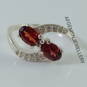 Garnet Ring, Sterling Silver Jewelry, Natural Red Almendine Garnet, Gemstone Jewelry Christmas gift Rings