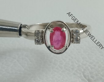Anneau ovale coupé Rubis Ring-Silver Ruby Ring-Red Ruby Ring-Ruby Gemstone Ring-Oval Ruby-Proposition Ring-Red Stone Ring
