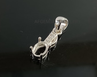 7X5MM Oval Semi Mount Pendant-925 Sterling Silver Colgante-Semi Mount Colgante-Colgante de ajuste