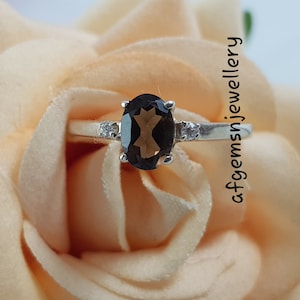 Wunderschöner Vintage Rauchquarz Stein Ring.Massives Silber 925.Statement Ring.eleganter Design Ring.Verlobungsring.Perfekter Geschenkring für Sie