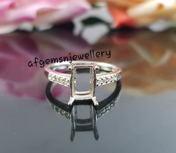 8X8 MM Square Semi Mount Ring-blank Ring-unset Ring-prong Setting Ring-without  Stone Ring-925 Sterling Silver Ring-setting Ring 