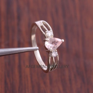 Elegant Morganite Ring-Natural Morganite Ring, Pear Shape Morganite Stone , Unique Morganite Ring, Pink Gemstone Ring