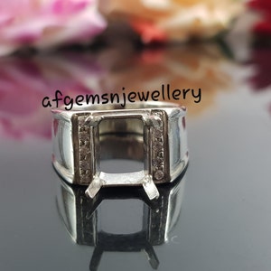 10X12 MM Octagon Semi Mount Ring-Men Ring-Without Stone Ring-Wedding Ring-Setting Ring-925 Sterling Silver Ring-10x12 MM Prong Setting Ring