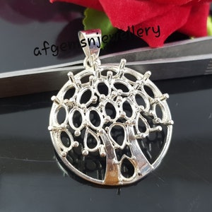 Solid Silver Mount Pendant for Stone Size 6x4mm, 7x5mm Pear & 6x4mm Oval Prong Setting Pendant Semi Mount Pendant