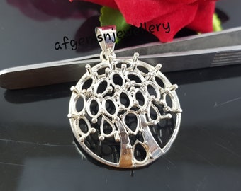 Colgante de montaje de plata maciza para tamaño de piedra 6x4mm, pera de 7x5mm y colgante de ajuste de púa ovalada de 6x4 mm Colgante de montaje semi