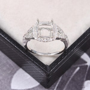 Anillo con montura semicircular de 8 x 8 mm, anillo en blanco, anillo sin engarzar, anillo con engarce de garras, anillo sin piedra, anillo de plata de ley 925, anillo con engarce