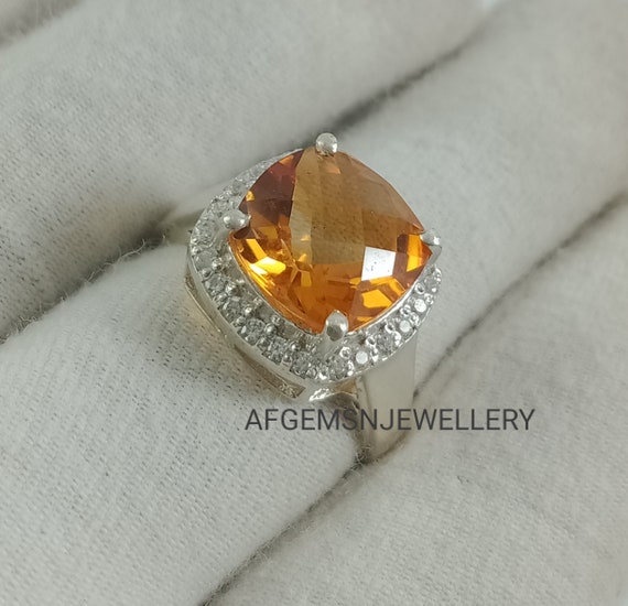 Vivit Yellow Topaz .925 Sterling Silver handcrafted Large ring; s. 5 3/4 -  model #17-paz-23-23