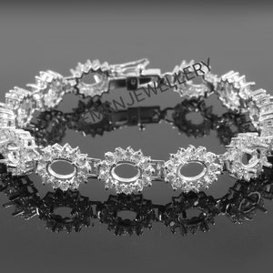 Semi Mount Bracelet-Without Stone Bracelet-Tennis Bracelet-Ready to be Set With Your Own Stone-7X5MM Oval Bracelet-Crafts Supply Tools
