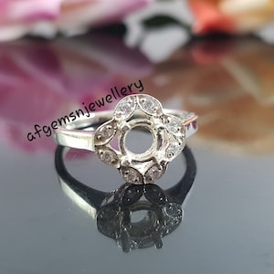 Solid Silver Mount Ring for Stone Size 5mm Round Prong Setting Ring Semi Mount Round Ring