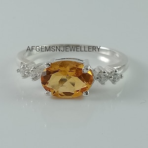 Yellow Golden Topaz Ring-Wedding Golden Topaz Ring-925 Sterling Silver-6X8 MM Golden Topaz-Women Topaz Ring-Golden Topaz Jewelry Ring