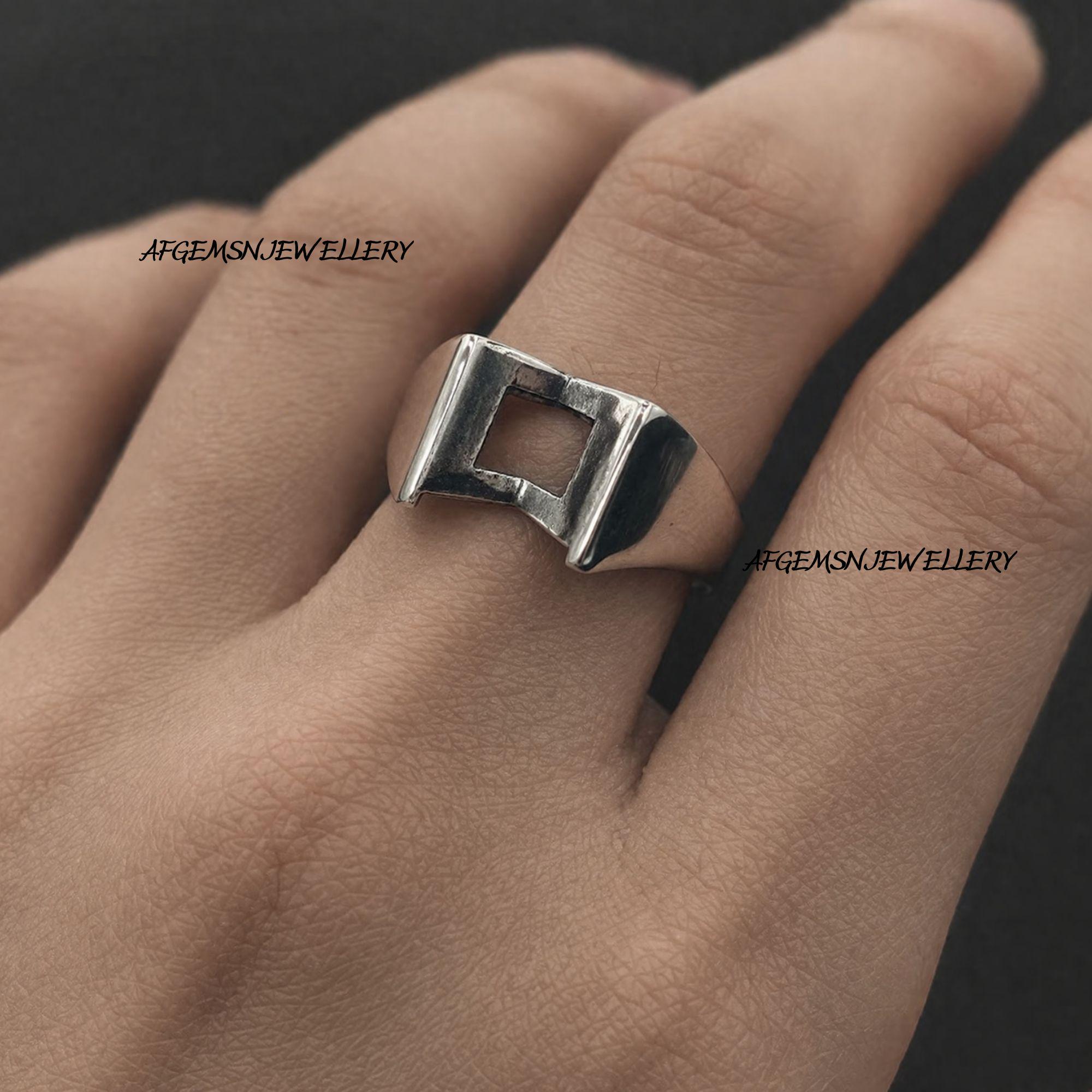 Men's 9x9mm Square Semi Mount Ring, Prong Setting, No Gemstone
