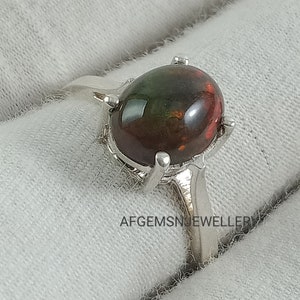 Simple Black Opal Ring, Sterling silver Fire Opal Ring, Promise Ring, Wedding Engagement, Gift for her, mother