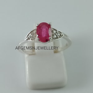 Ruby Engagement Ring-925 Sterling Silver Ring-Red Ruby Ring-Ruby Gemstone Ring-Statement Ring-Vintage Ruby Ring-Ruby Jewelry Ring