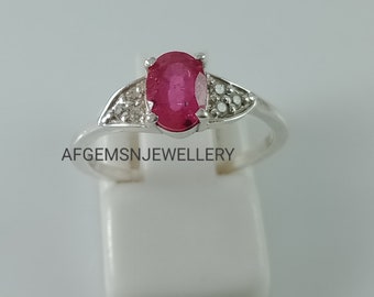 Ruby Engagement Ring-925 Sterling Silver Ring-Red Ruby Ring-Ruby Gemstone Ring-Statement Ring-Vintage Ruby Ring-Ruby Jewelry Ring