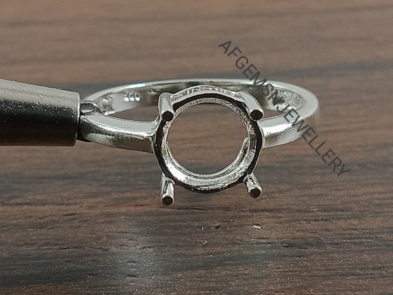 925 Sterling Sliver Ring-8X8 MM Round Semi Mount Ring-Without Gemstone Ring-Ready to be Set With Your Own Stone-Prong Setting Ring