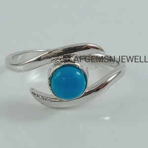 Round Turquoise Ring-Turquoise Ring-Round Gems Ring-925 Sterling Silver Ring-Engagement Turquoise Ring-Women Turquoise Ring-Turquoise Gems