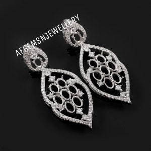 7X5MM Oval Semi Mount Stud Earrings-Without Stone Earrings-Ready To be Set With Your Own Stone-925 Silver-Prong Setting Stud Earrings