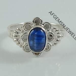 Vintage Blue Kyanite Gemstone Ring, 925 Sterling Silver Ring, Pear Gemstone Ring, Natural Gemstone, Silver Band Ring, Gift For Mom