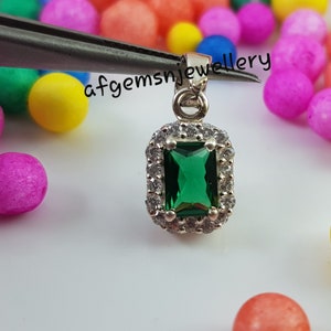 Modern Halo Emerald Cut Emerald Necklace, 1 Carats 7*5mm Muzo Green Halo Emerald Solitaire Pendant, May Birthstone Gift