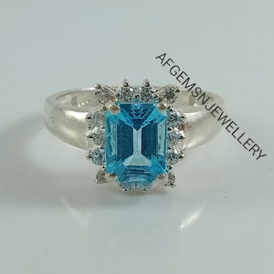 Wedding Blue Topaz Ring-December Birthstones Ring-Handmade Ring-AAA+Blue Topaz Gemstone Ring-925  Silver Ring-Topaz Ring