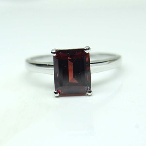 Natural Garnet Ring- Sterling Silver Ring- Red Gemstone Engagement Ring Promise Ring- January Birthstone- Anniversary Birthday Gift For Her