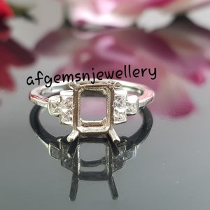 6x8m Octagon Semi mount Ring, Personalized Wedding Ring, 925 Sterling Silver Ring, Mount Ring, Engagement Ring, Prong Setting Ring