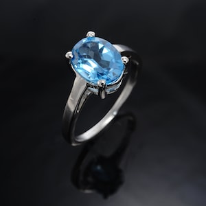 Swiss Blue Topaz Ring-Silver Blue Topaz Ring-Genuine Swiss Blue Topaz-Boho Ring-Topaz Ring-Statement Ring-BT Ring