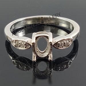925 Sterling Sliver Ring-7X5 MM Oval Semi Mount Ring-Without Gemstone Ring-Engagement Ring-Halo Semi Mount Ring-Prong Setting Ring