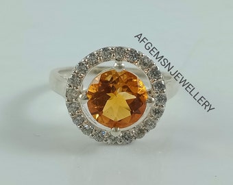 Dainty Golden Topaz Ring-925 Silver Ring-Golden Topaz Jewelry-Vintage Ring-Gift Ring-Women Ring-Yellow Golden Topaz-Birthstone Topaz Ring