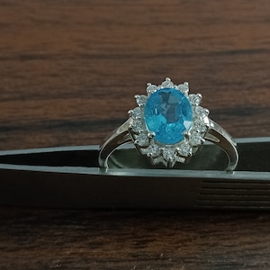 Natural Blue Topaz Ring-925 Sterling Silver Ring-Engagement Ring-Topaz Ring-Handmade Ring-Birthstone Ring-Gifts Ring-Blue Topaz Jewelry Ring