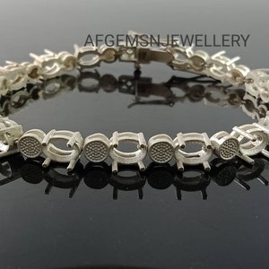 7X5 MM Oval Semi Mount Bracelet-Without Stone Bracelet-Tennis Bracelet-925 Sterling Silver Bracelet-Ready to be Set With Your Own Stone