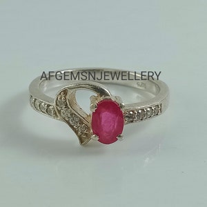 Silver Ruby Ring-Red Ruby Ring-Ruby Gemstone Ring-July Birthstone-Statement Ring-Proposal Ring-Ruby Jewelry Ring
