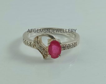 Silver Ruby Ring-Red Ruby Ring-Ruby Gemstone Ring-July Birthstone-Statement Ring-Proposal Ring-Ruby Jewelry Ring