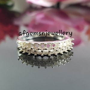 2mm Semi Mount Round Ring-Without Stone Ring-Half Band Ring-Half Eternity Ring-925 Sterling Silver Ring-Prong Setting Ring