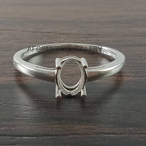 925 Sterling Sliver Ring-7X5 MM Oval Semi Mount Ring-Without Gemstone Ring-Ready to be Set With Your Own Stone-Prong Setting Ring
