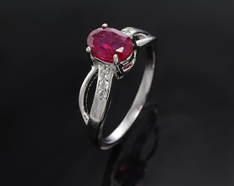 Rubin Ring-Silber Rubin Ring-Edelstein Rubin-Vintage Rubin Ring-Einzigartige Rubin Ring-Juli Geburtsstein Rubin-AAA++ Rubin Stein-Roter Rubin-Edelstein Ring