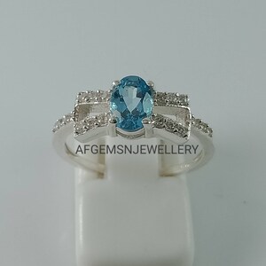 Women Blue Topaz Ring-Oval Blue Topaz Ring-Blue Topaz Silver Ring-Topaz Ring-Topaz Jewelry Ring-925 Sterling Silver Ring-Blue Topaz Ring