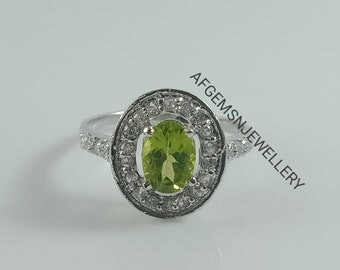 Natural Peridot Ring-Green Peridot Ring-Peridot Silver Ring-Peridot Gemstone Ring-Birthstones Ring-Unique Ring