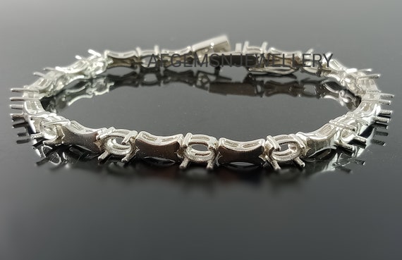 7X5MM Oval Tennis Bracelet-semi Mount Bracelet-925 Sterling Silver