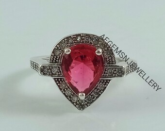 Pear Ruby Ring-925 Silver Ring-Gemstone Ruby-Red Ruby Ring-Unique Ruby Ring-July Birthstone  Stone Ruby-Red Ruby-Ruby Jewelry Ring