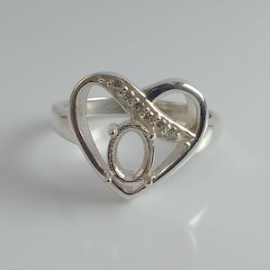 7X5MM Oval Semi Mount Ring-Without Stone Ring-Ready To be Set With Your Own Stone-Heart Shape Ring-925 Silver Ring-Prong Setting Ring