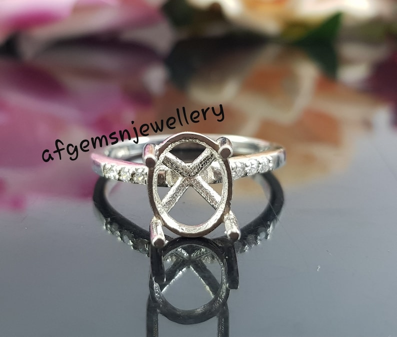 925 Sterling Silver Semi Mount Ring Setting 8 x 10 mm Oval Stone Engagement Ring 925 Sterling Silver Semi Mount Ring Setting 8 x 10 mm Oval Stone Engagement Ring