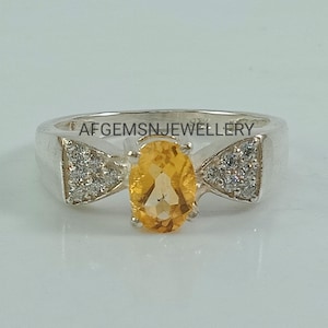 Unique Yellow Topaz Ring-Wedding Golden Topaz Ring-925 Sterling Silver-7X5MM Golden Topaz-Personalized Topaz Ring-Golden Topaz Jewelry Ring