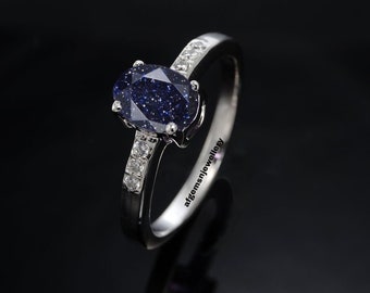 Beautiful Handmade Blue Sandstone Ring/Solid Silver 925/Statement Ring /Elegant design ring/engagement ring/perfect gift ring for her