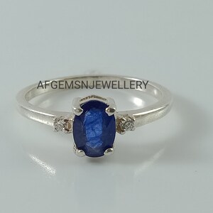 Sapphire Ring-Wedding Sapphire Ring-Blue Sapphire Ring-Sapphire Birthstone Ring-Sapphire Silver Ring-Oval Sapphire Ring-Promise Ring