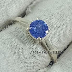 Simple tanzanite ring, Blue gemstone ring, Natural tanzanite ring, Anniversary ring, 925 sterling silver ring, December birthstone